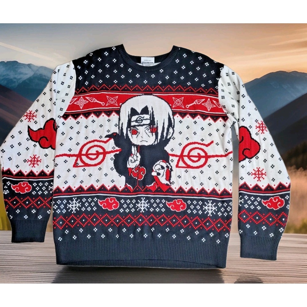 Naruto Shippuden Chibi Itachi Uchiha Holiday Sweater Unisex L Ripple Junction
